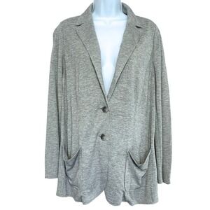 J Jill Sweater Jacket Womens LP Gray Ponte Knit Wool Blend Coatigan